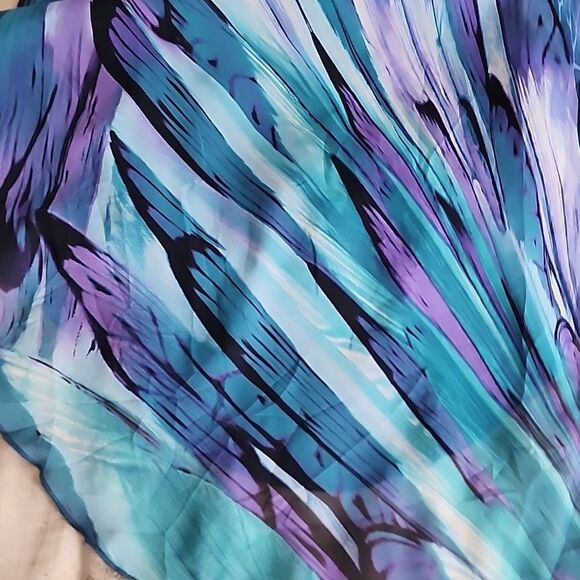 Enfocus Size 10 Aqua Purple High Low Halter Style Tie Dress - Picture 9 of 15